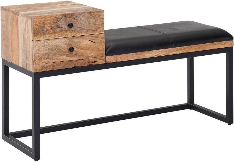 Wohnling Bank geitenleer zwart 100 cm lang