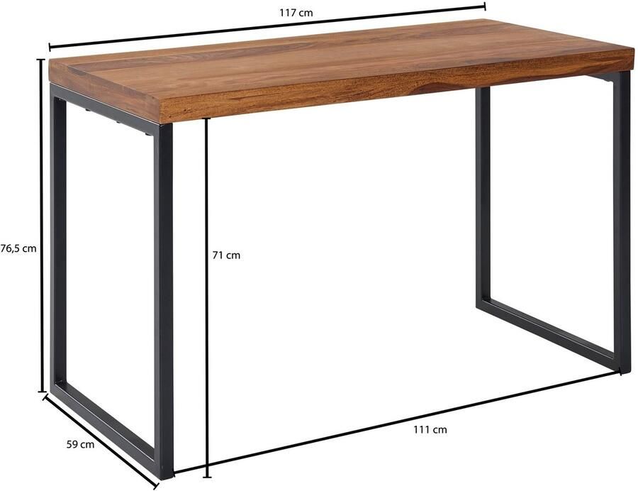 Wohnling Bureau sheeshamhout 117 cm breed - Foto 2