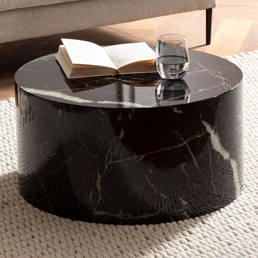 Sky Style Monobloc HG Zwart Salontafel Marmerlook Rond