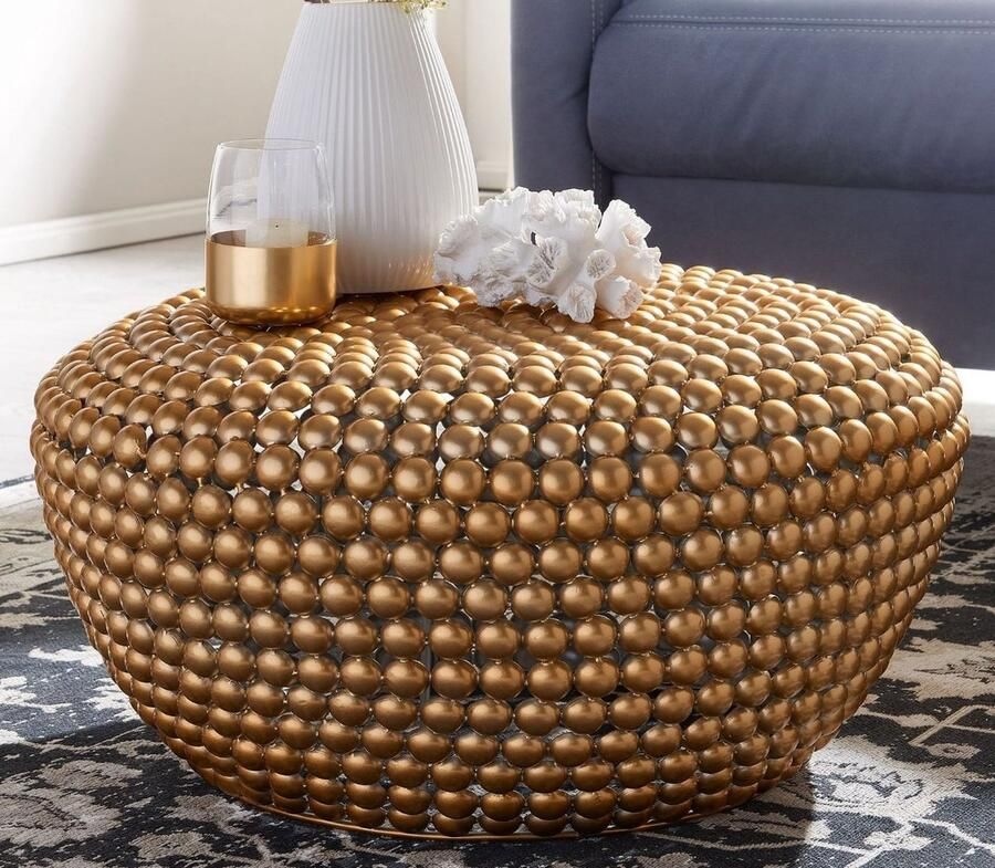 Sky Style salontafel aluminium goud 60x60x30 cm salontafel metaal rond Design salontafel aluminium oosters Ronde salontafel klein