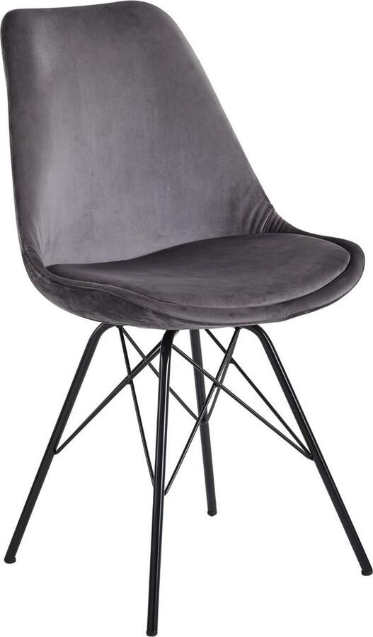 Sky Style Oslo Eetkamerstoel Velvet Grijs Zwart