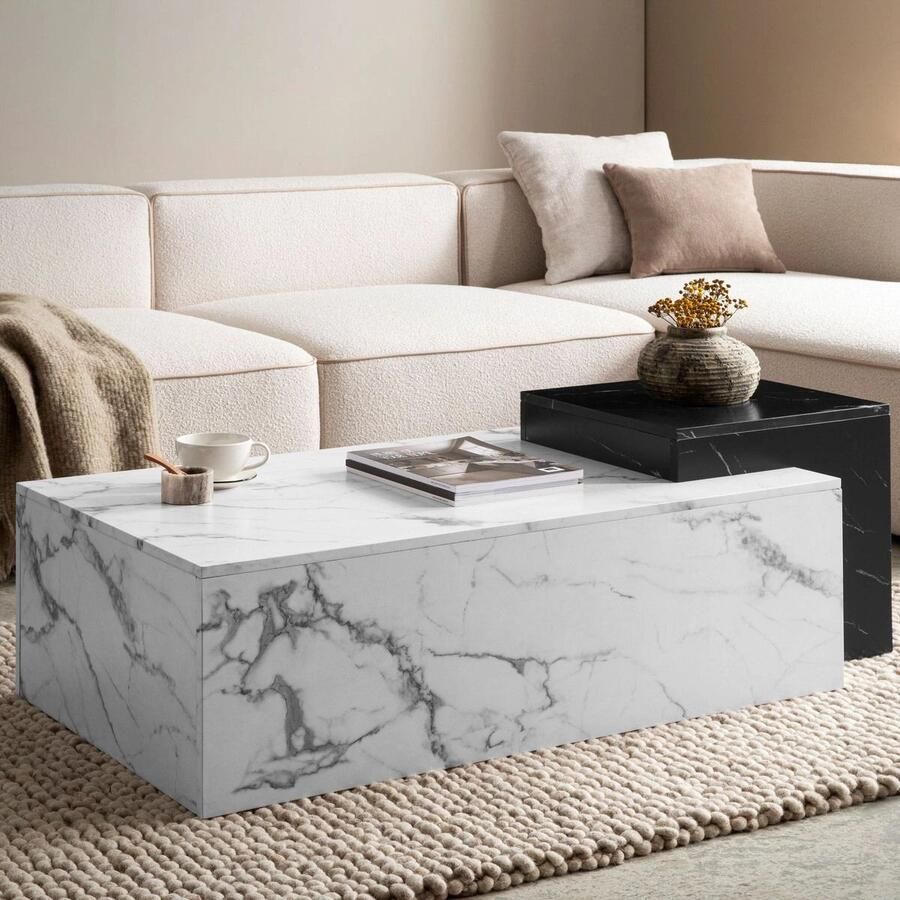 Sky Style Pairfect Marmer Wit Zwart Salontafel Rechthoek