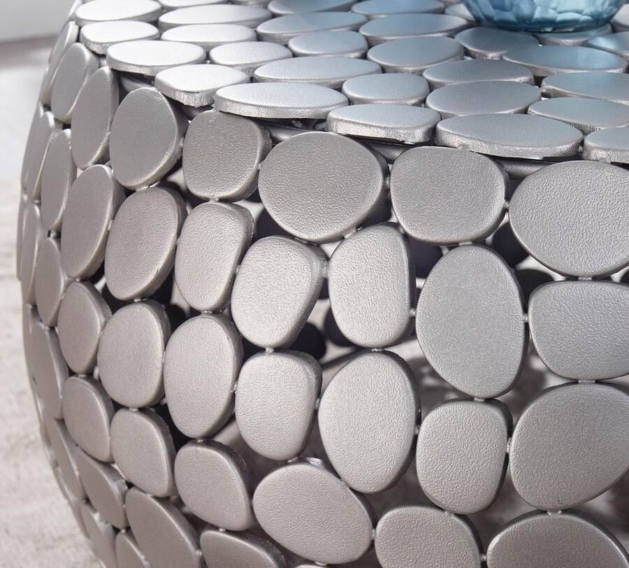 Wohnling Koffietafel Aluminium 66x66x32 cm Salontafel Metaal Zilver | Tafel Woonkamer Rond | Woonkamertafel Modern | Kleine Bijzettafel