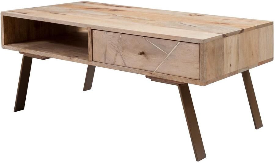 Sky Style salontafel SIKAR 95x42x50cm Mango massief hout metalen salontafel Design salontafel met lade Kamertafel landhuis bruin Design houten salontafel massief Tafel woonkamer