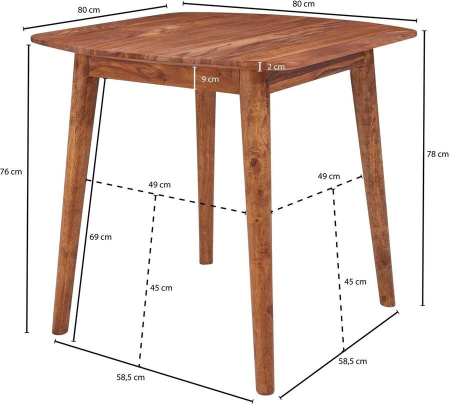 Wohnling Eettafel sheeshamhout 80 cm breed - Foto 2