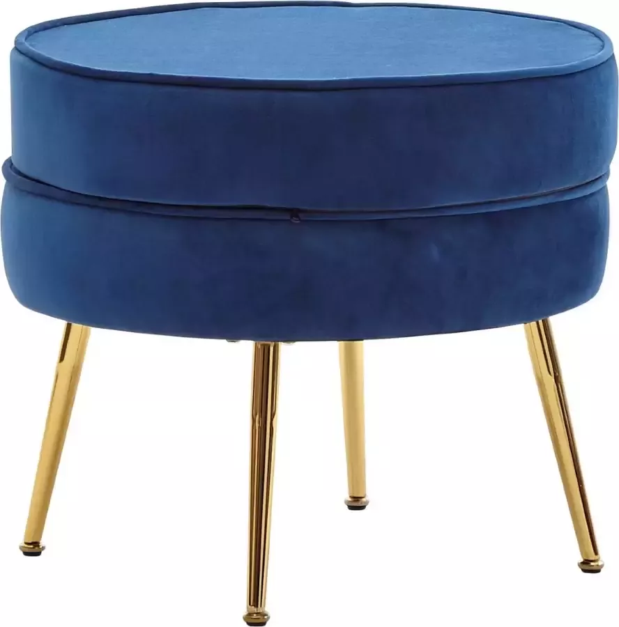 Sky Style Tulip Ottoman Velvet Blauw