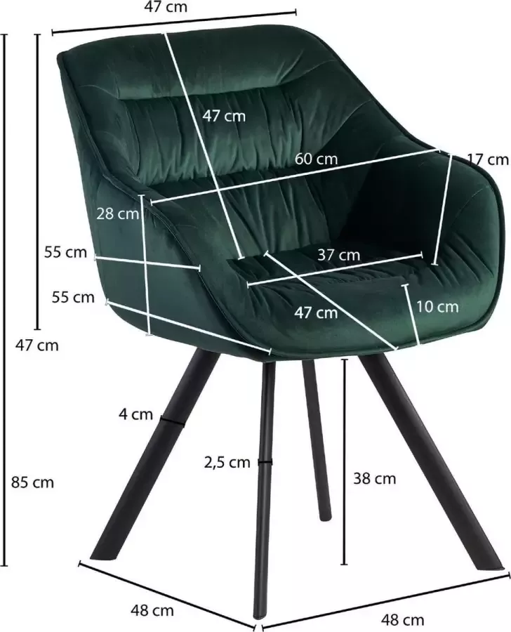 Sky Style Umea Velvet Eetkamerstoel Groen