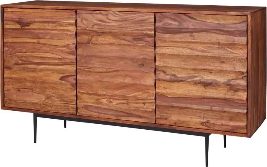 Ervesto WOONEND dressoir WL5.635 Sheesham massief hout 150x81x41 cm rustieke ladekast Design dressoir groot Hoge ladekast met 3 deuren massief hout Vloerkast Woonkamer Modern