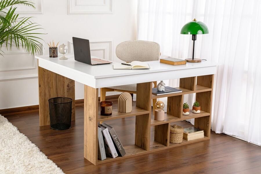 Skye Decor Asir Bureau Wit en Atlantisch Grenen 130 x 50 x 72 cm