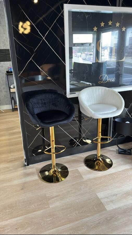 SL Deco Barkruk Goud zwart Barkrukken set van 2 Barstoel Kruk Barstoelen met rugleuning Keukenstoel