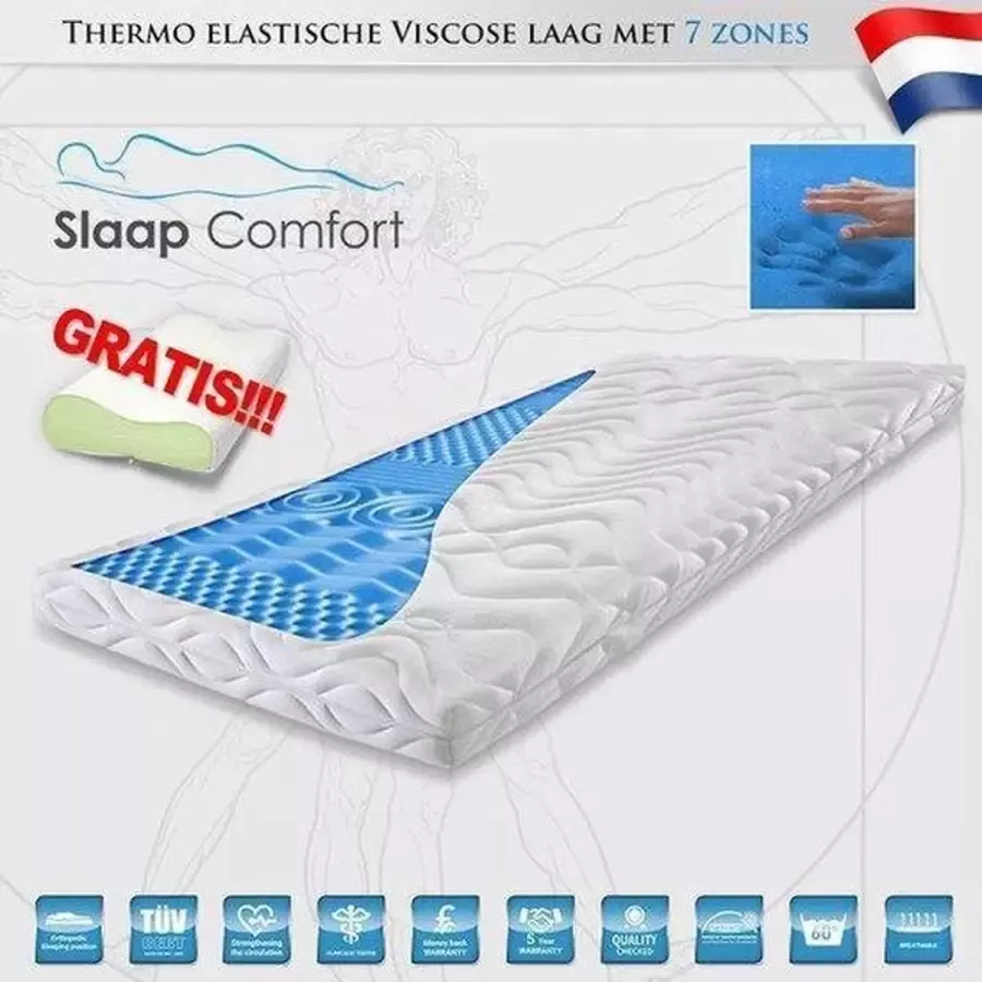 Slaapcomfort Topdekmatras Topper NASA-VISCO-GEL 150x200x7cm Zonen Traagschuim