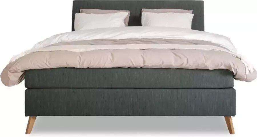 Slaapdirect Boxspring Aalborg 140x200 Complete set inclusief hoofdbord + matras + topper
