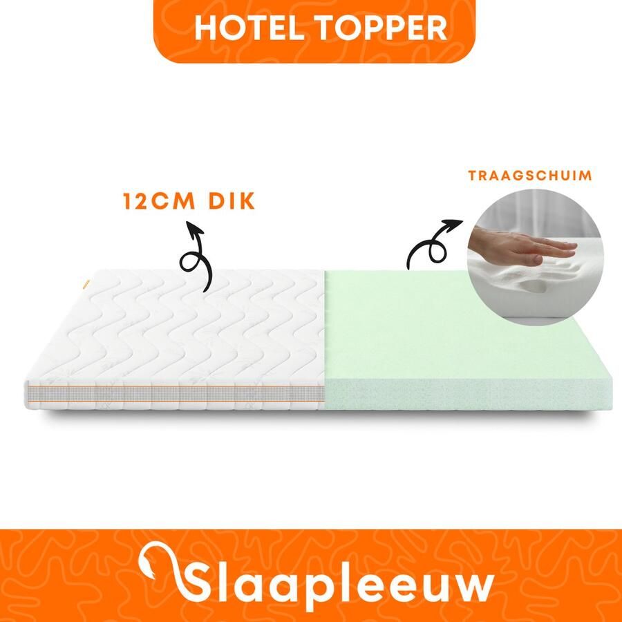 Slaapleeuw Luxe Hotel Topper 140x200 12cm dik Nasa Traagschuim Afritsbaar wasbaar Topdekmatras Topper Matrastopper