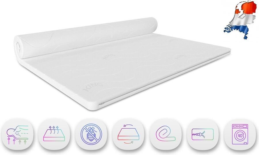 Slaapspecialist Ralph Klaassen Topper-Topdek-Matras-Koudschuim-HR55-Tencel- Bamboe- Rits-RAYON6- 160 x 210cm Dikte 6cm