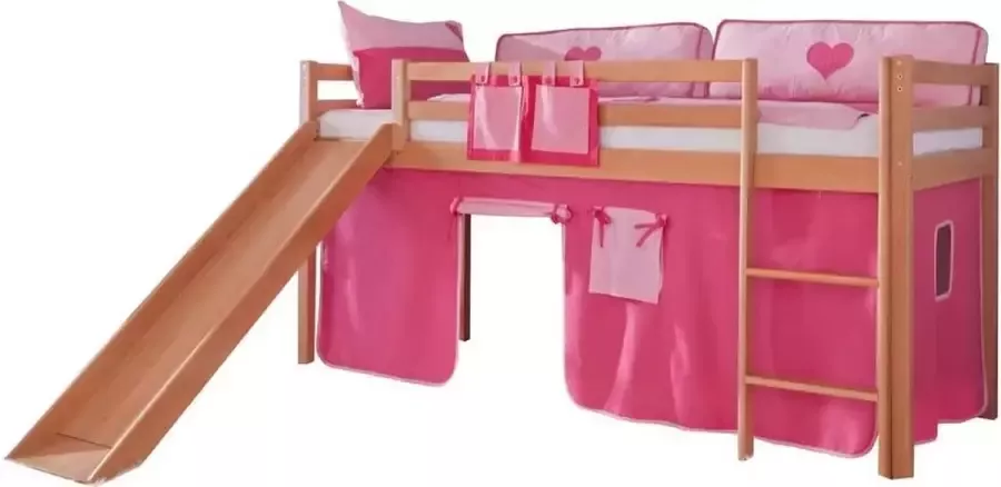 Slaaptextiel Bedtent voor Halfhoogslaper Roze Hearts Bedtent 200x90 cm Bedtenten Bedtent halfhoogslaper Speeltent