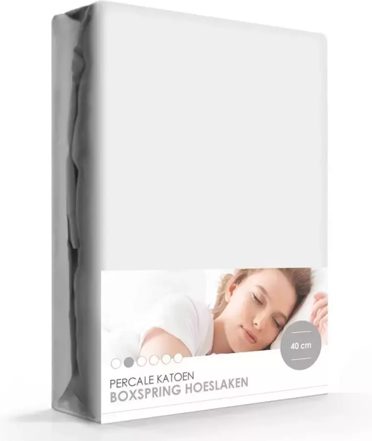 Slaaptextiel Boxspring Waterbed Percale Katoen Hoeslaken Extra Hoog Grijs-90 x 200 cm