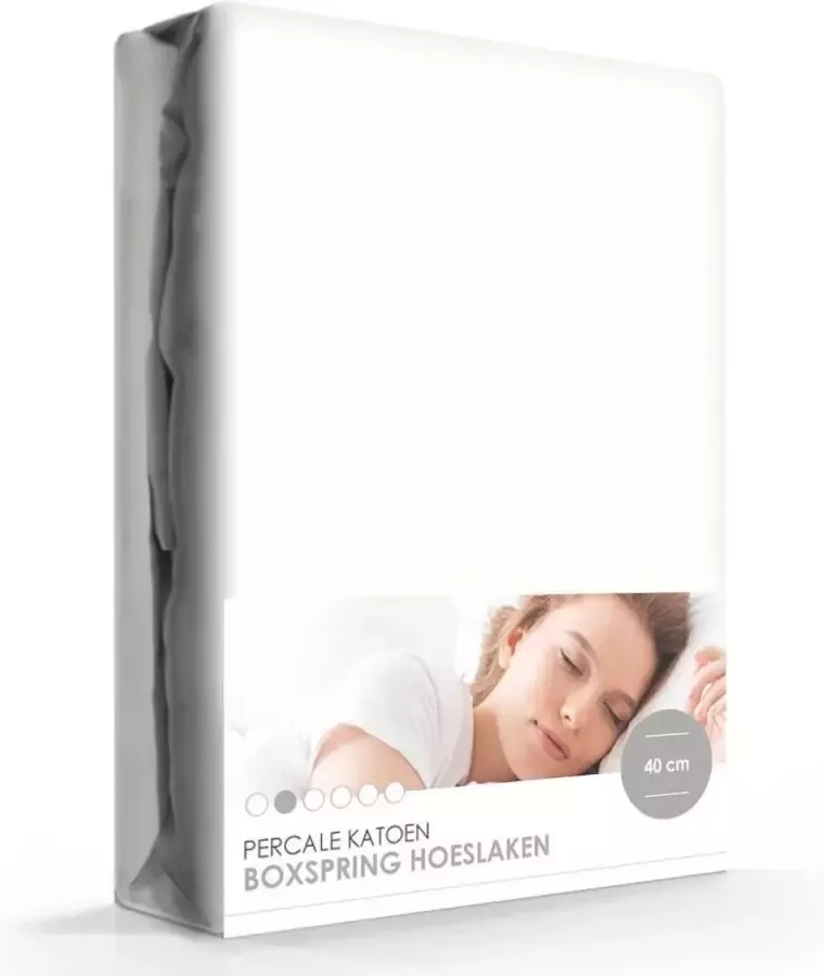 ISeng Boxspring Waterbed Percale Katoen Hoeslaken Extra Hoog Off-white-90 x 220 cm