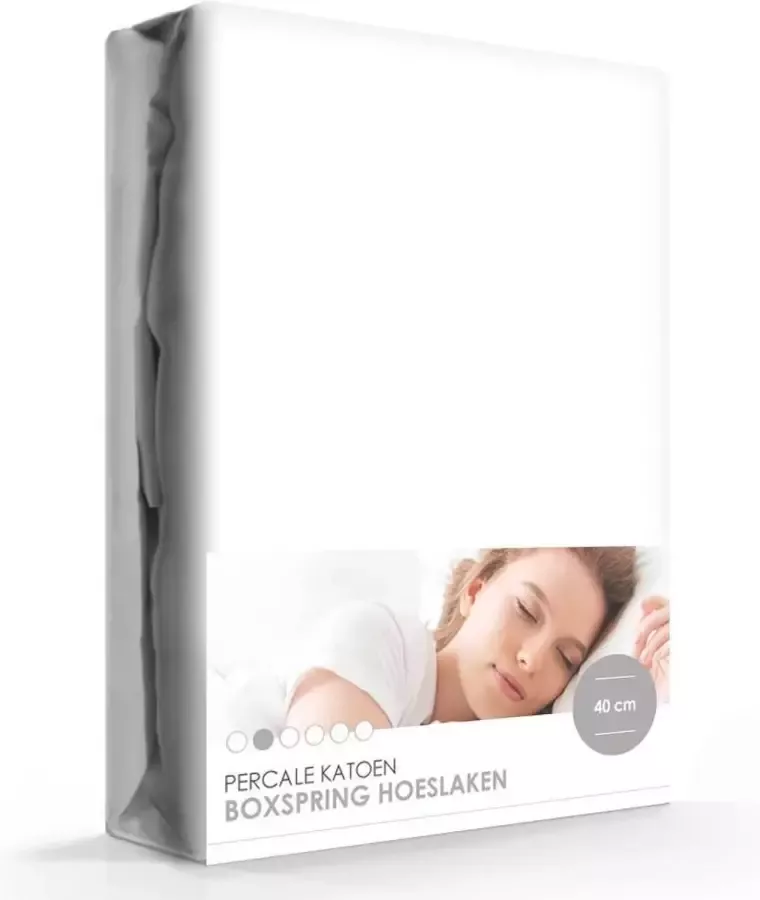 Slaaptextiel Boxspring Waterbed Percale Katoen Hoeslaken Extra Hoog Wit-140 x 200 cm