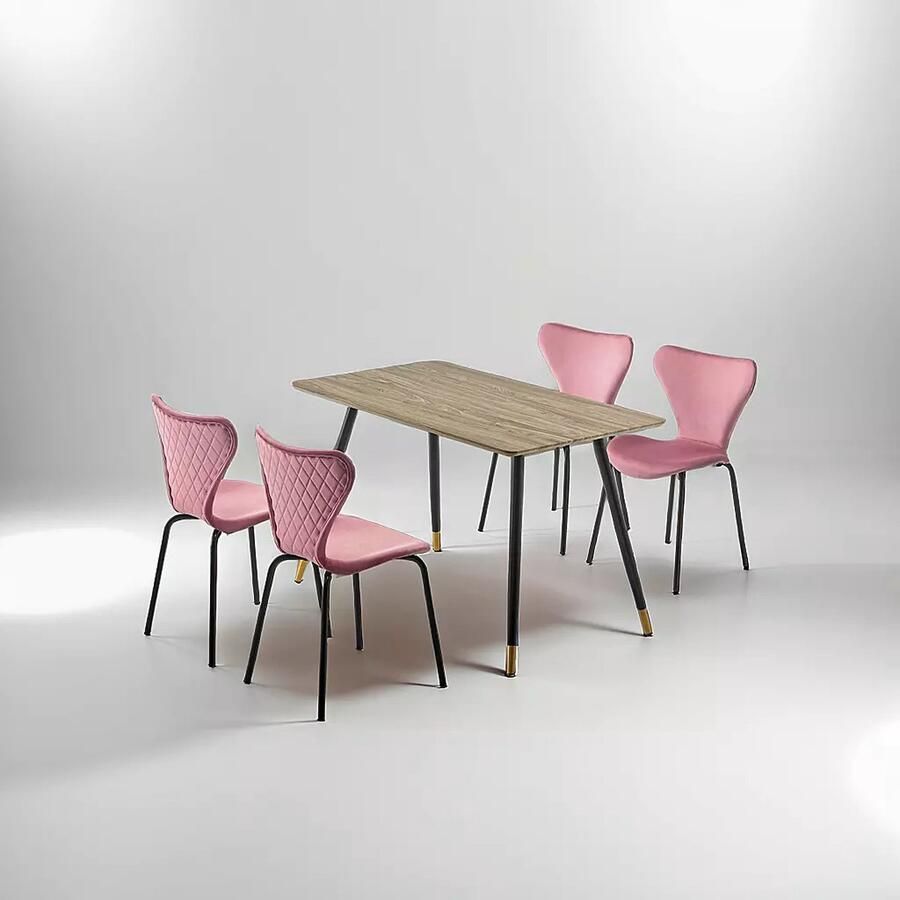 Sleekinterior COMBINATIE DEAL Femme Vlinderstoelen Rosé in set van 4 + Maki Eettafel Direct Leverbaar