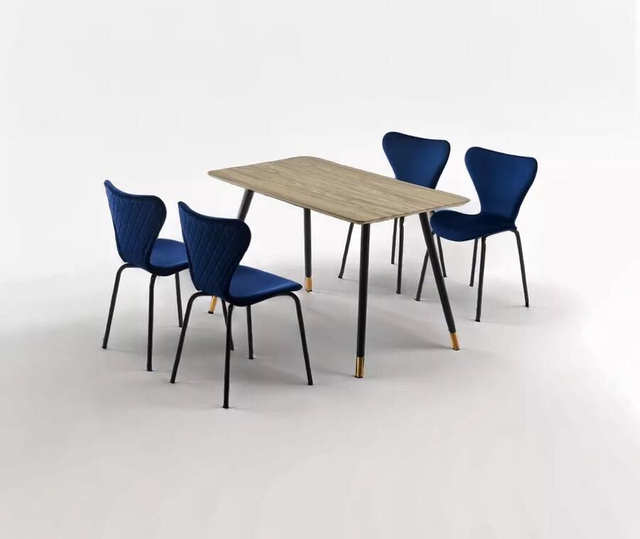 Sleekinterior COMBINATIE DEAL Femme Vlinderstoelen Royal Blue in set van 4 + Maki Eettafel Direct Leverbaar