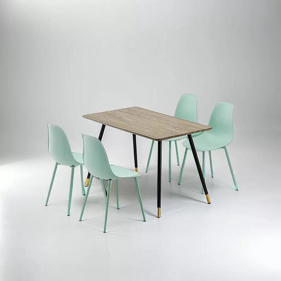 Sleekinterior COMBINATIE DEAL Jazz Stoelen Groen in set van 4 + Maki Eettafel Direct Leverbaar