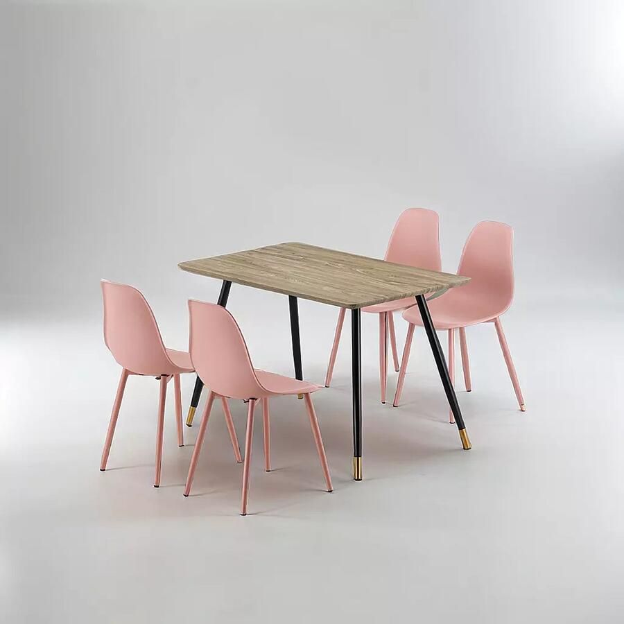 Sleekinterior COMBINATIE DEAL Jazz Stoelen Rosé in set van 4 + Maki Eettafel Direct Leverbaar