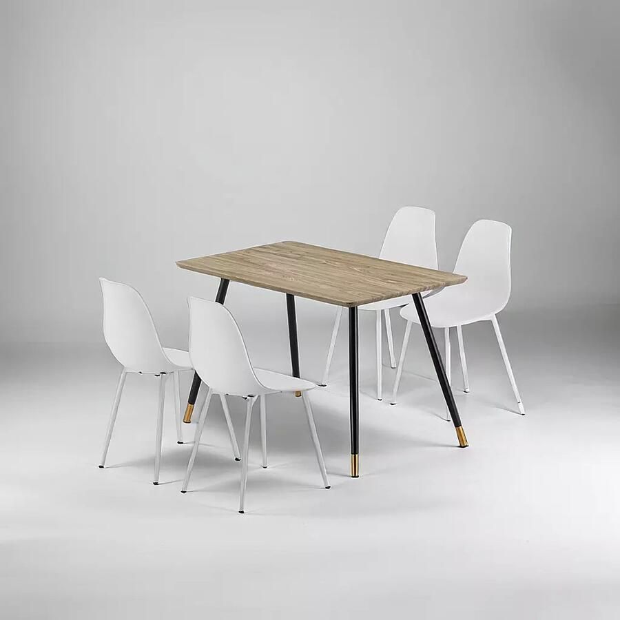 Sleekinterior COMBINATIE DEAL Jazz Stoelen Wit in set van 4 + Maki Eettafel Direct Leverbaar