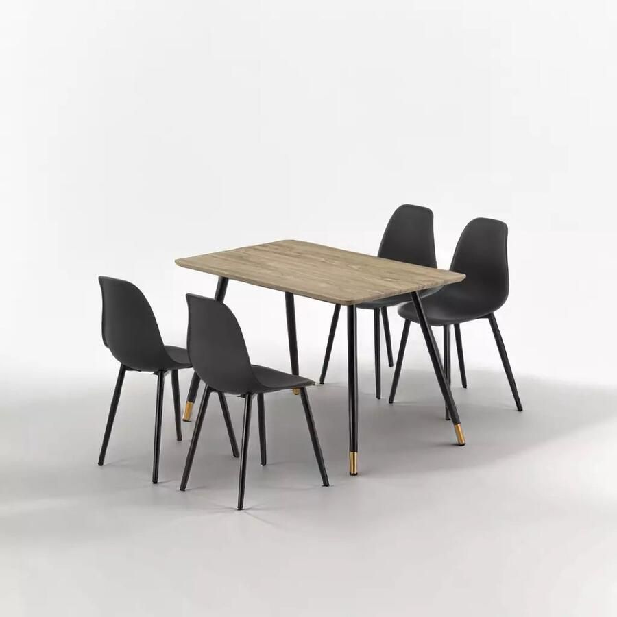 Sleekinterior COMBINATIE DEAL Jazz Stoelen Zwart in set van 4 + Maki Eettafel Direct Leverbaar