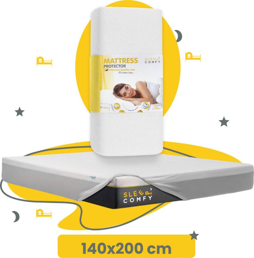 Sleep comfy Waterdicht Matrasbeschermer 140x200 cm 30 dagen Proefslapen Moltons Hoeslakenbadstof Antibacteriëel Rondom Elastiek Wit Waterdichte Matras Beschermer Incontinentie Matrasbeschermer