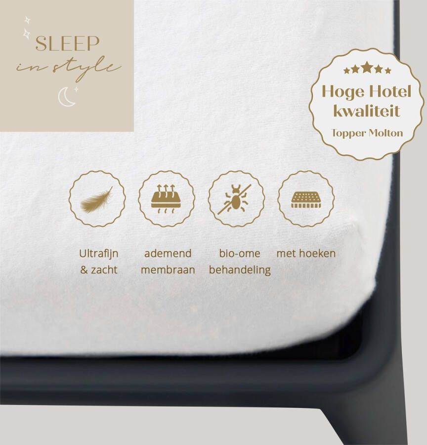 Sleep in Style MOLTON VOOR TOPPER HOGE HOTEL KWALITEIT voor matras 180x200 cm m 200x220 cm