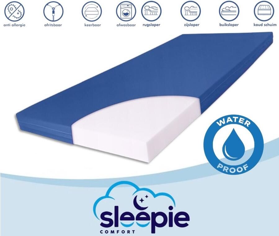 Sleepie Comfort Zorgmatras Matras Incontinentie Waterdicht Medium Koudschuim HR45 90x190 circa 14 cm Anti Bacterieel CertiPUR en Oekotex gecertificeerd 100 % Veilig