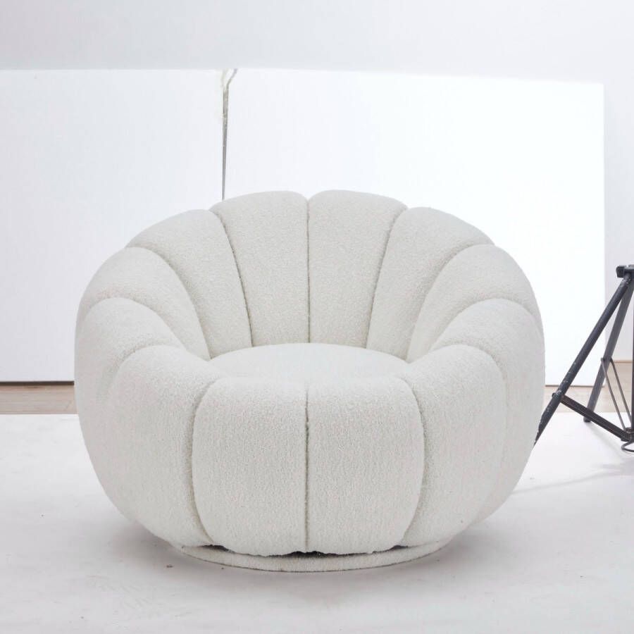 Sleepking Fauteuil Draaifauteuil Beaumont 100% linnen Bouclé Wit