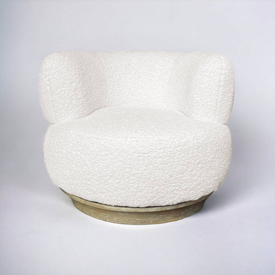 Sleepking Fauteuil Draaifauteuil Ficala 100% linnen Bouclé Gebroken Wit
