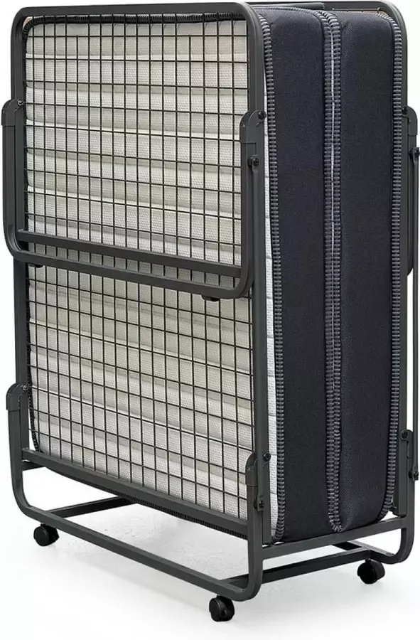 Sleepking Plooibed Vouwbed Vino 90x200 Zwart 15cm dik pocketvering matras incl. plastic beschermzak Dagelijks te gebruiken