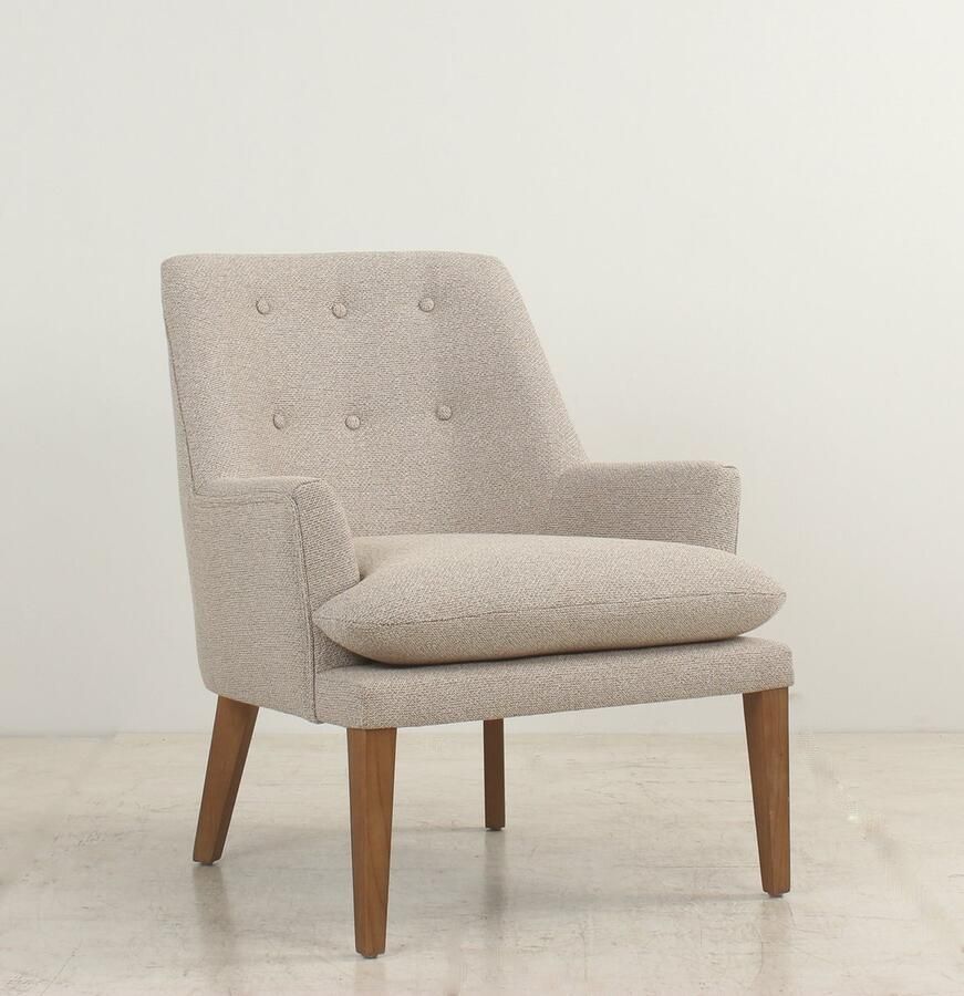 Sleepking Fauteuil Accent Stoel Irna Linnen Zandkleur Hout