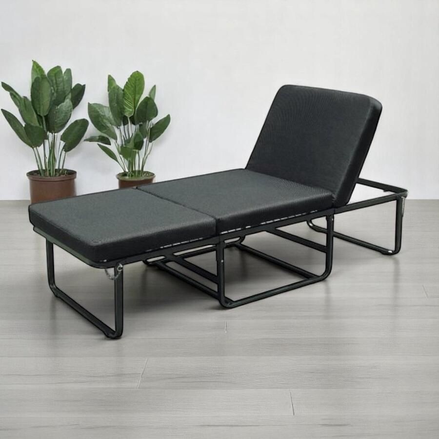 Sleepking Slaappoef Opklapbed Vouwbed Nairo 80x200 Inclusief matras Zwart