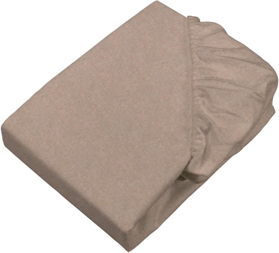 Sleepling 140 x 200 cm hoeslaken van fijn flanel katoenen laken met rondom elastiek voor matrassen tot 23 cm hoog Made in Germany wasbaar op 60 graden beige