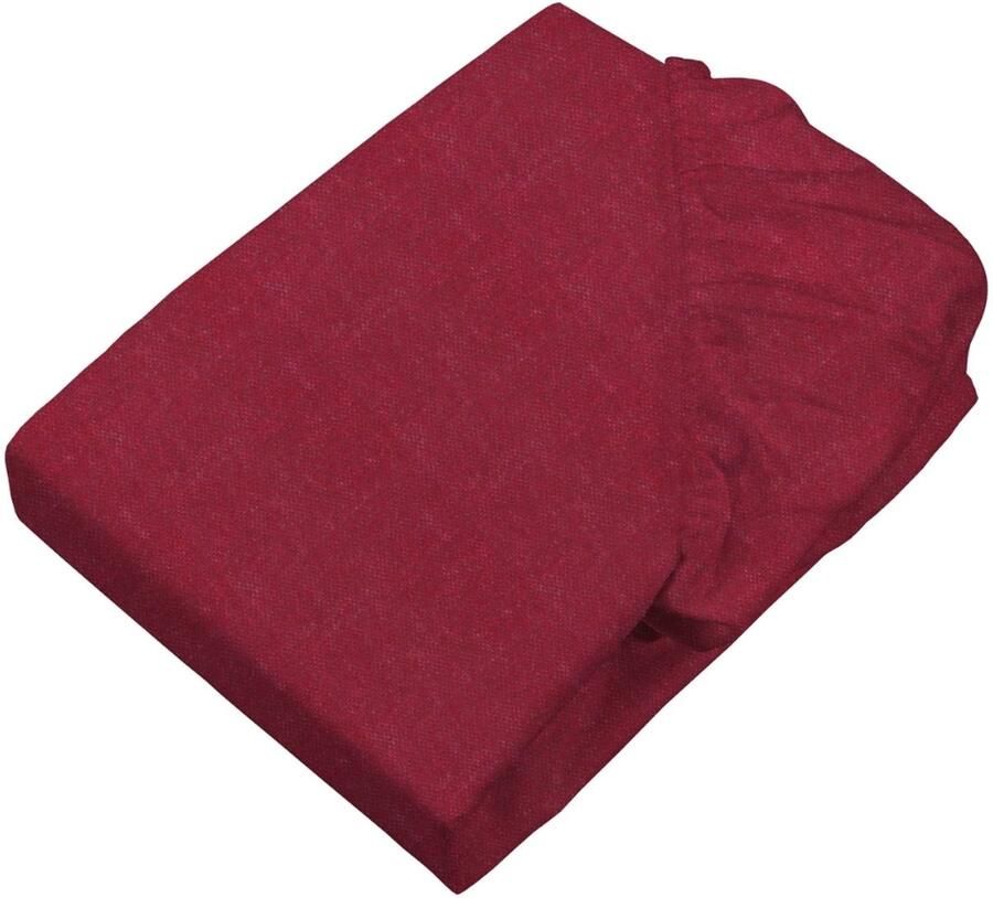 Sleepling 140 x 200 cm hoeslaken van fijn flanel katoenen laken met rondom elastiek voor matrassen tot 23 cm hoog Made in Germany wasbaar op 60 graden donkerrood