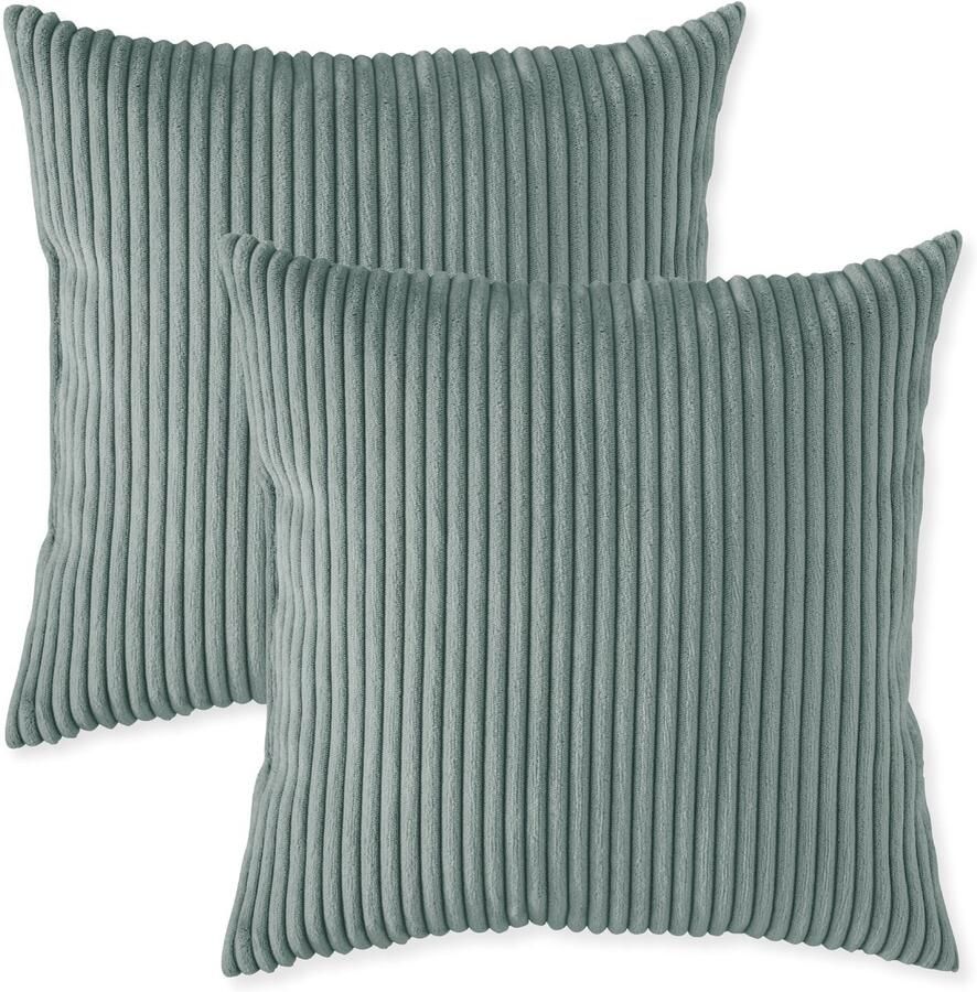 Sleepling 40 x 40 cm sierkussenset 2-delig kussens van robuuste meubelstof in cord-look kussens voor bank sofa bed terras of balkon Made in EU wasbaar op 30 graden turkoois