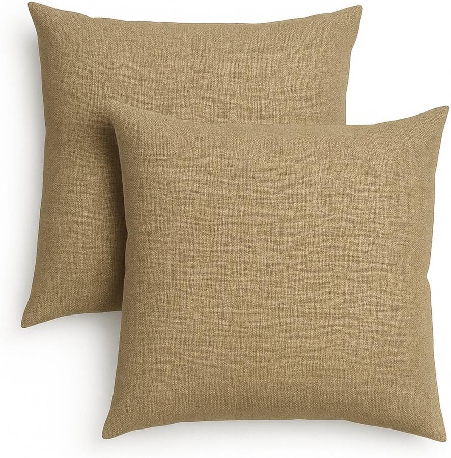 Sleepling 40 x 40 cm sierkussenset 2-delig kussens van robuuste meubelstof kussens voor bank sofa bed terras of balkon Made in EU wasbaar op 30 graden lichtbruin