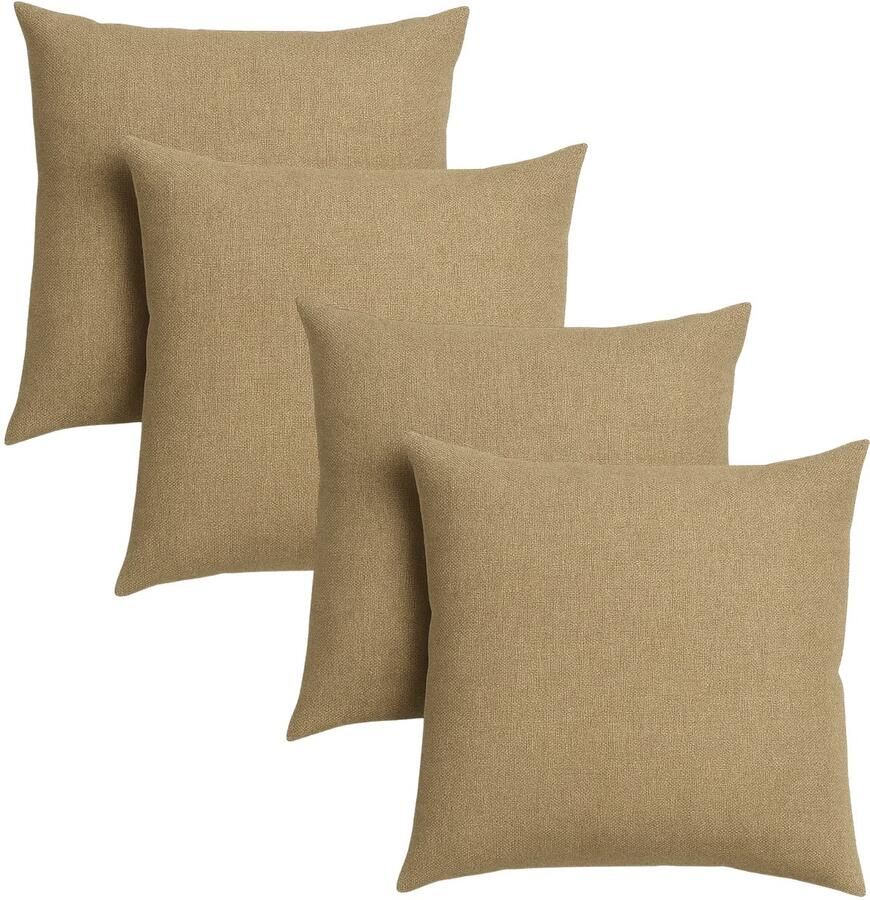 Sleepling 40 x 40 cm sierkussenset 4-delig kussens van robuuste meubelstof kussens voor bank sofa bed terras of balkon Made in EU wasbaar op 30 graden lichtbruin