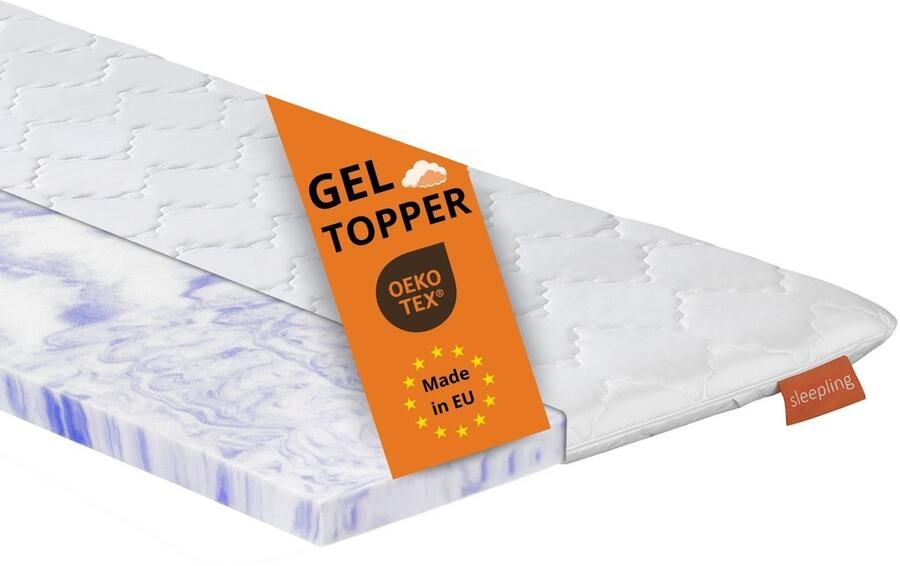 Sleepling 120 x 200 cm Gel-topper orthopedische topmatras van gelschuim Made in EU afneembare hoes van microvezel wasbaar op 60 graden 120 x 200 x 6 cm wit