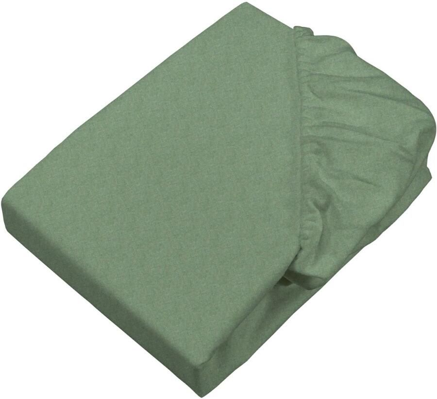 Sleepling 90 x 200 cm hoeslaken van fijn flanel katoenen laken met rondom elastiek voor matrassen tot 23 cm hoog Made in Germany wasbaar op 60 graden saliegroen