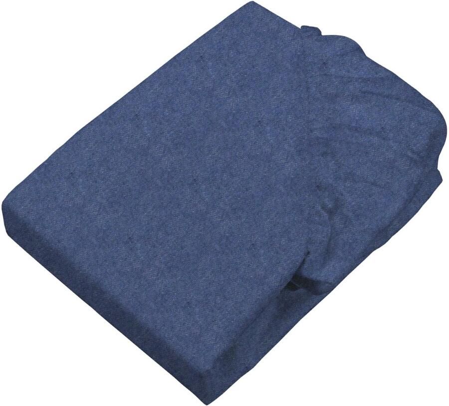 Sleepling 90 x 200 cm hoeslaken van fijn flanel katoenen laken met rondom elastiek voor matrassen tot 23 cm hoog Made in Germany wasbaar op 60 graden marineblauw
