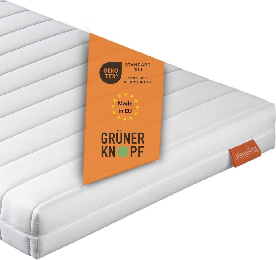 Sleepling matras 120 x 200 x 13 cm rolmatras duo omkeerbaar matras comfort schuim matras Made in EU hoes wasbaar Ökotex 100 hardheid graad 2 en 3 wit