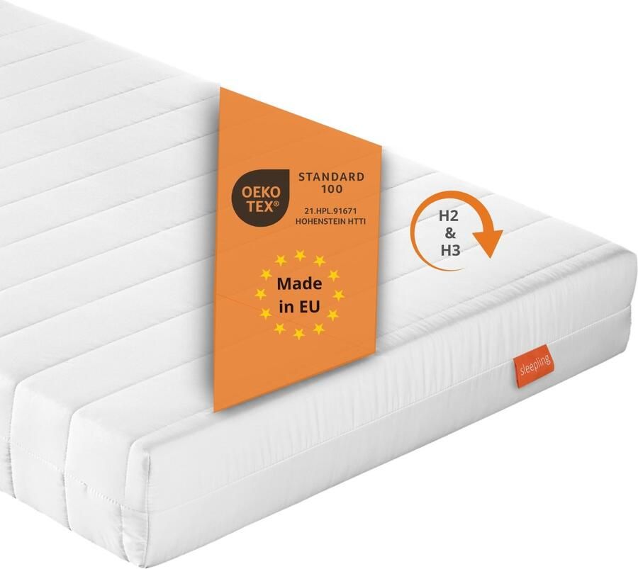 Sleepling Basic 30 wendematras 100x200 cm comfortschuim matras met duo hardheidsgraad 2 en 3 15 cm hoogte afneembare hoes Made in EU topkwaliteit 100 x 200 x 15 cm wit - Foto 2