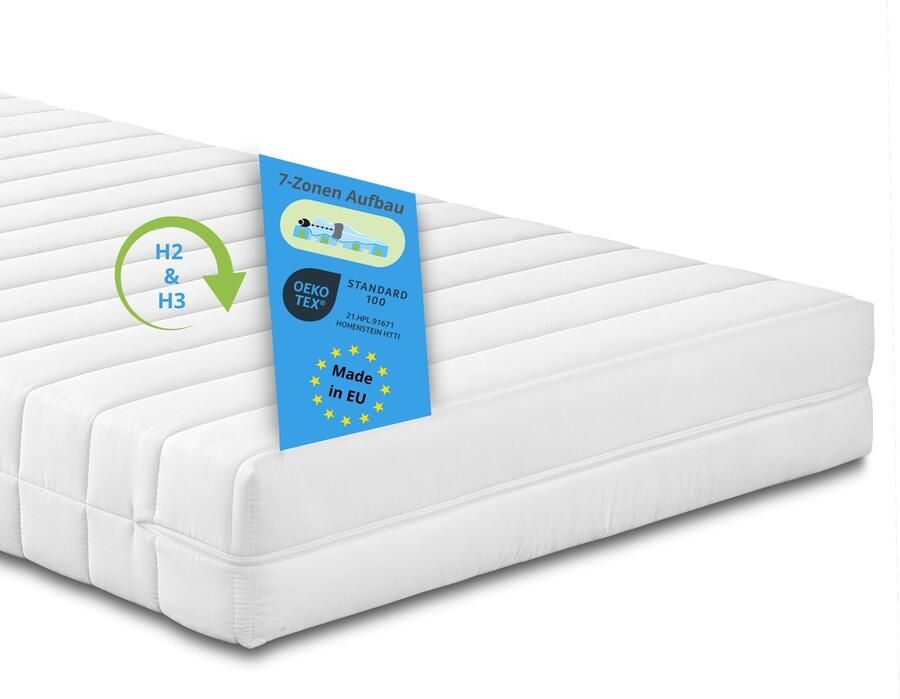 Sleepling Bodyprotect 100 x 200 cm koudschuimmatras Balance Duo orthopedisch keerbaar matras met hardheidsgraad 2 en 3 7 zones Made in EU afneembare hoes van microvezel wasbaar op 95 graden 100 x 200 x 15 cm wit