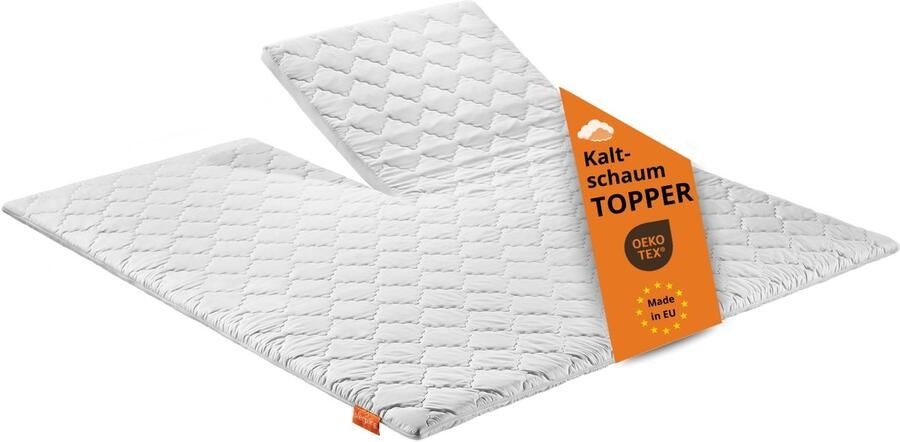 Sleepling Koudschuim topper 180 x 200 x 6 cm orthopedische matras topper met split ergonomisch & puntelastisch voor alle matrassen en bedden Made in EU Ökotex wasbaar op 60 graden wit