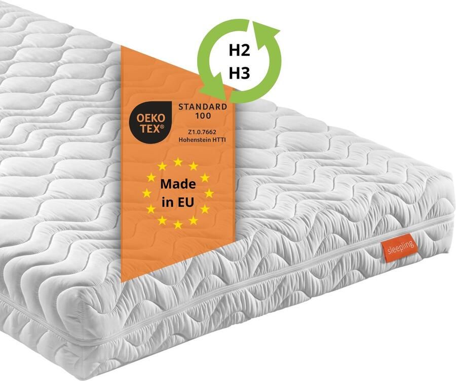 Sleepling matras Bodyprotect Duo 500 matras 90x200 cm koudschuim hoogte 15 cm hardheid H2 H3 geschikt als ergonomisch omkeerbaar matras 7-zones matras en koudschuimmatras Made in EU 90 x 200 x 15 cm wit - Foto 2