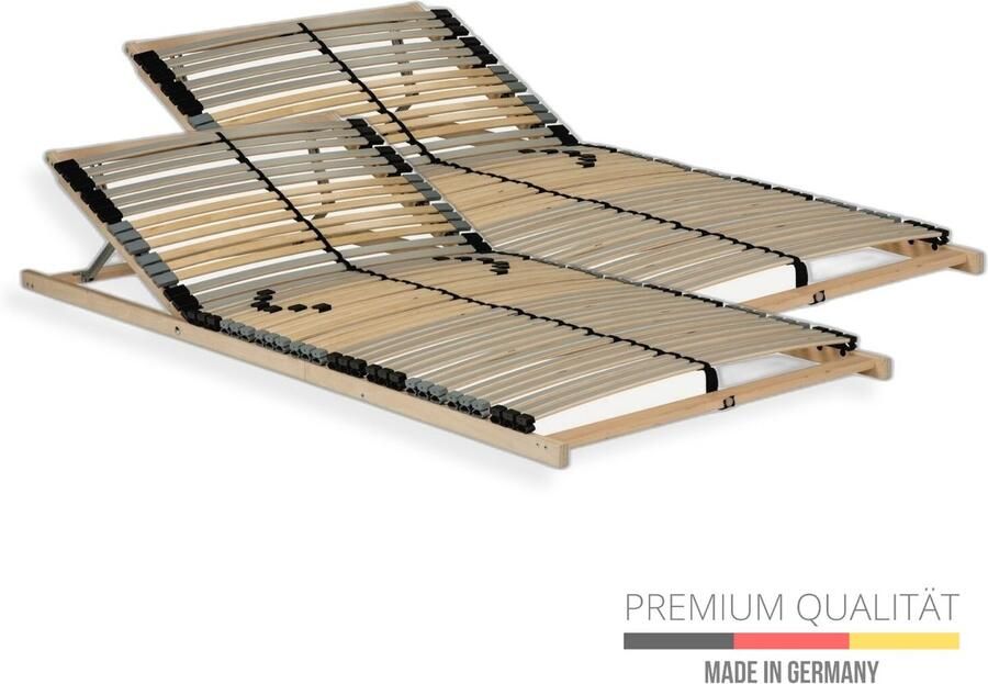 Sleepneo Lattenbodem 200x200 cm – Verstelbaar hoofdeinde 42 latten 7-zones Draagkracht ca. 140 kg Berken- en beukenmultiplex Zelfmontage van Duitsland